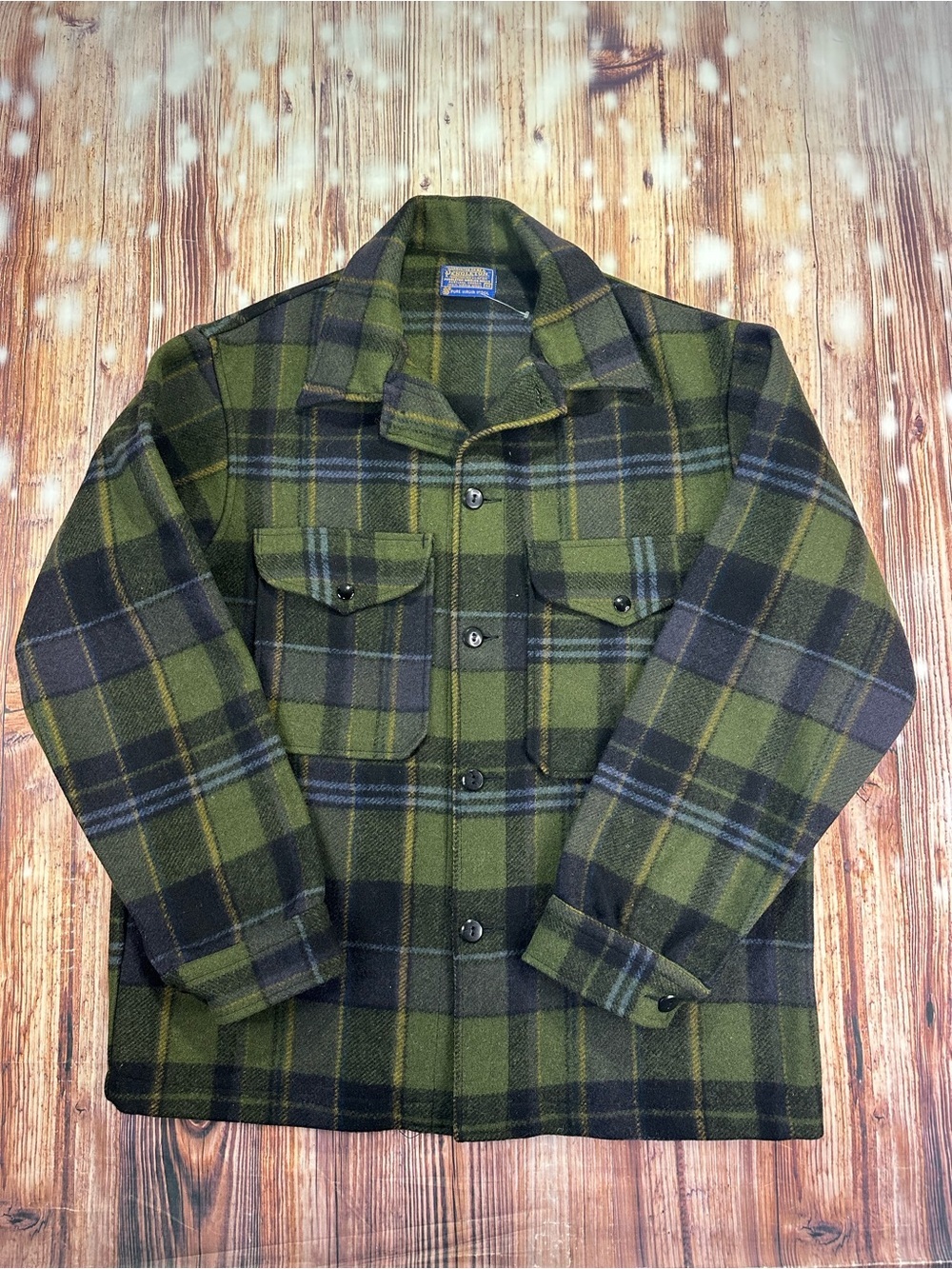 Vintage Pendleton Mackinaw Cruiser Men’s Jacket 100% Wool Green /Blue Sz Medium